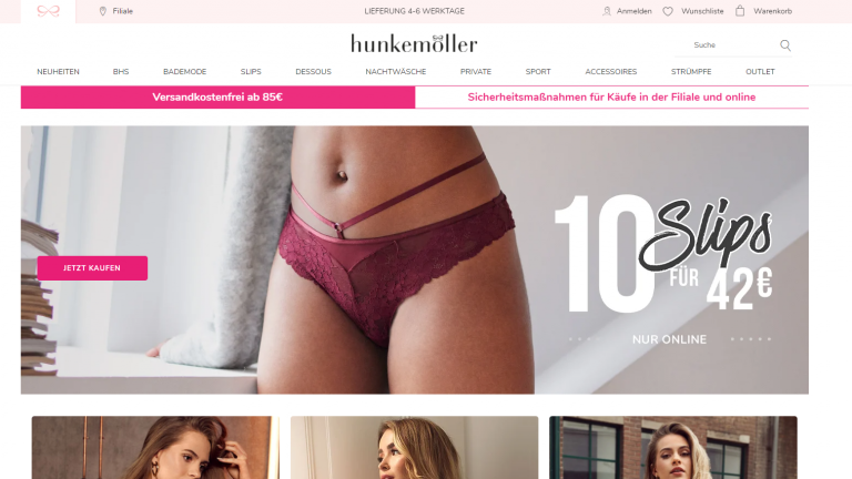 Hunkemöller-Website-Screenshot